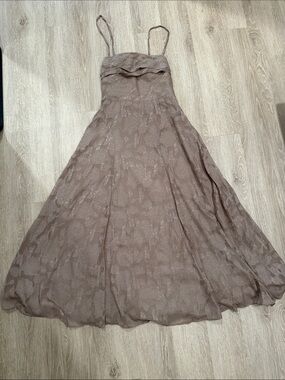 MollyEvers Taupe Floral Spaghetti Strap Maxi Dress